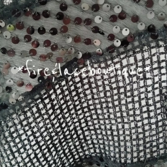 FREE PEOPLE LACE SEQUIN CROP TOP SZ M L - Picture 4 of 8